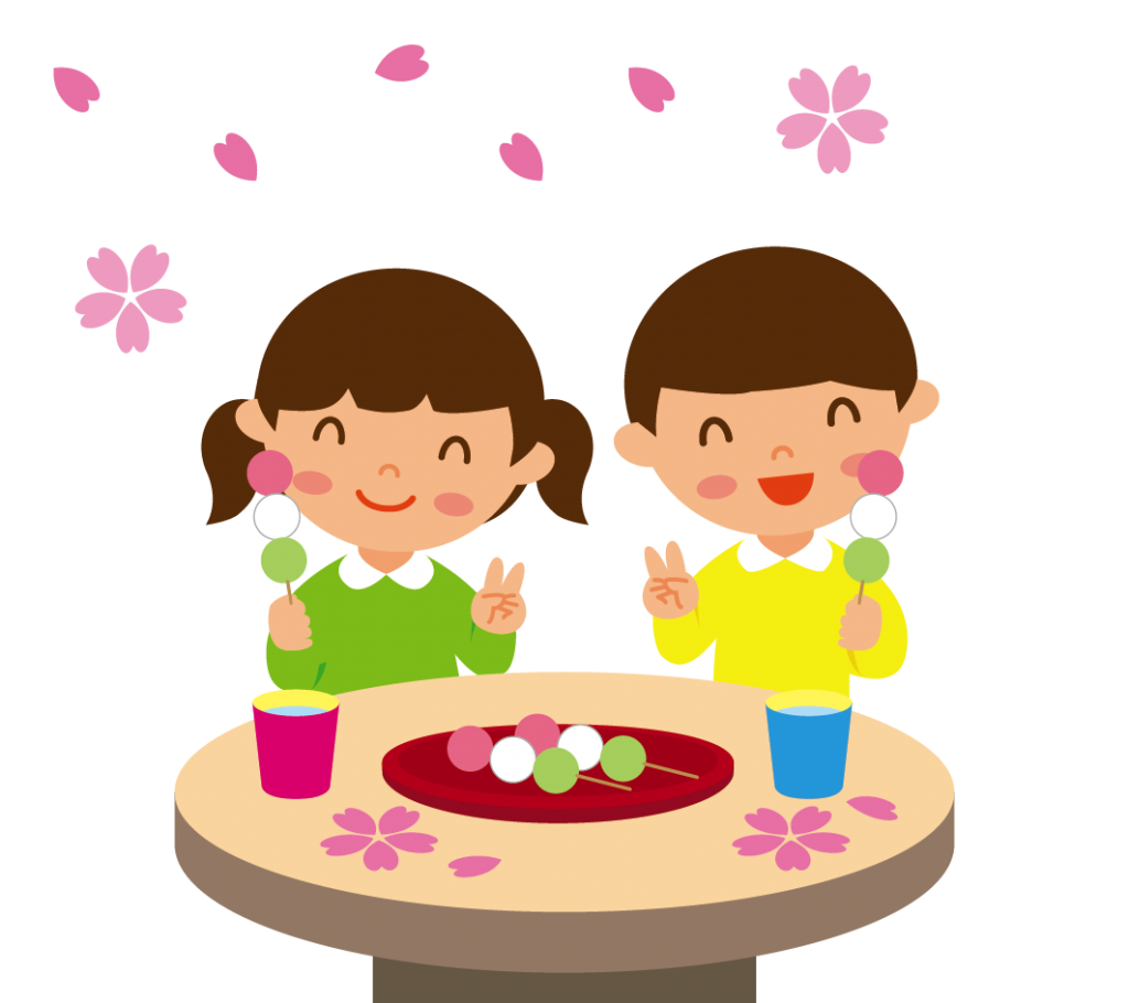 お団子を食べる子どもたちのイラスト