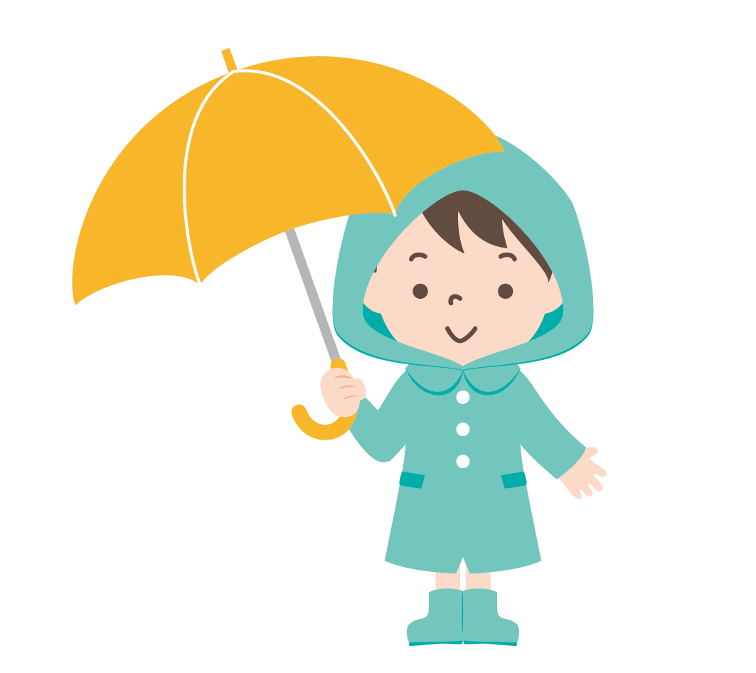 傘をさしたカッパ姿の男の子のイラスト 高品質の無料イラスト素材集のイラサポフリー