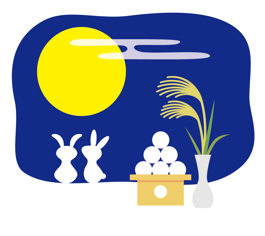 月と月見だんごとすすきと2匹のウサギのイラスト 高品質の無料イラスト素材集のイラサポフリー 月と月見だんごとすすきと2匹のウサギのイラスト 高品質の無料イラスト素材集のイラサポフリー
