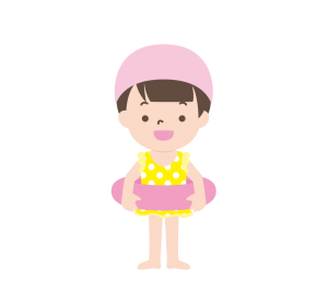 水着姿で浮き輪を持つ女の子