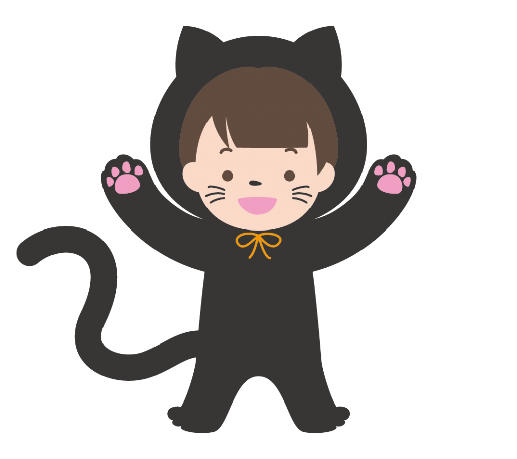 黒猫の仮装をした子供のイラスト