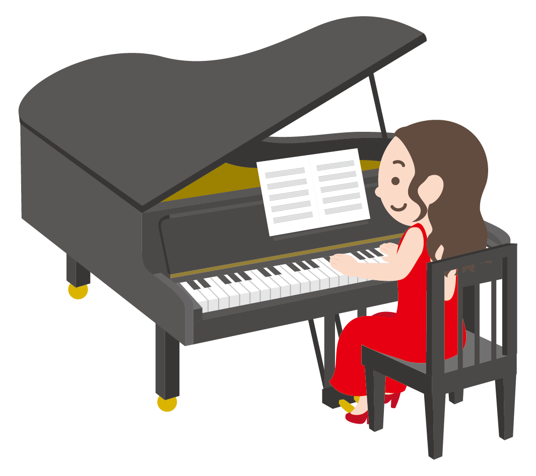 グランドピアノを弾く女性のイラスト 高品質の無料イラスト素材集のイラサポフリー
