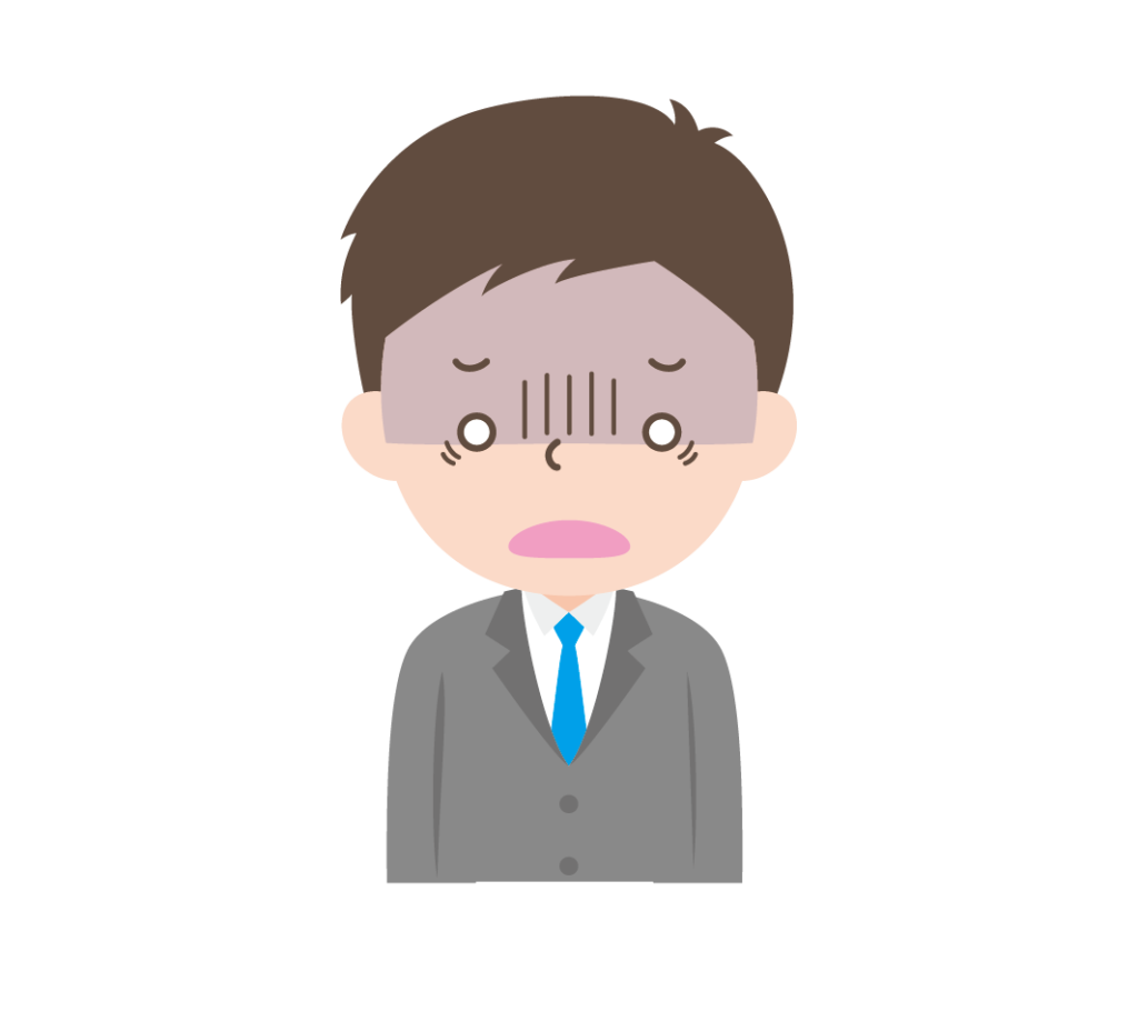 ショックを受けているスーツ姿の男性のイラスト