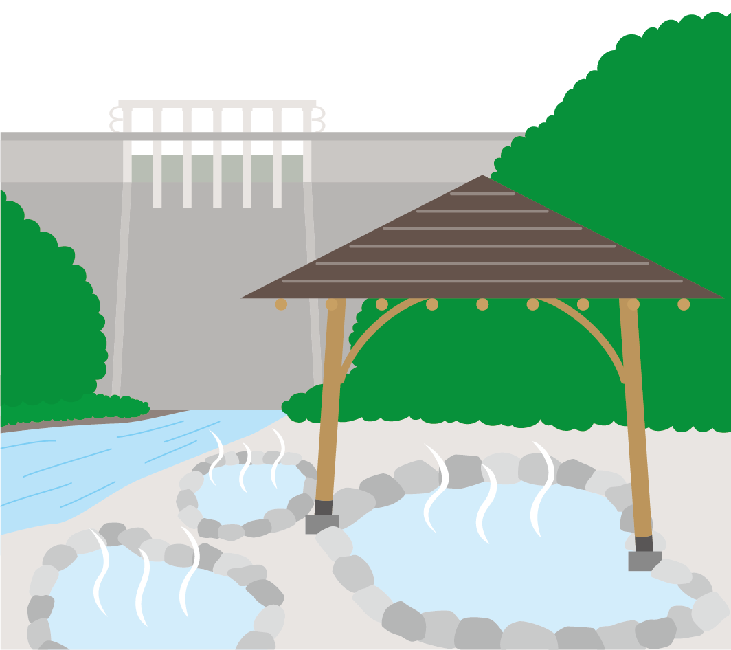 湯原温泉とダムのイラスト 高品質の無料イラスト素材集のイラサポフリー