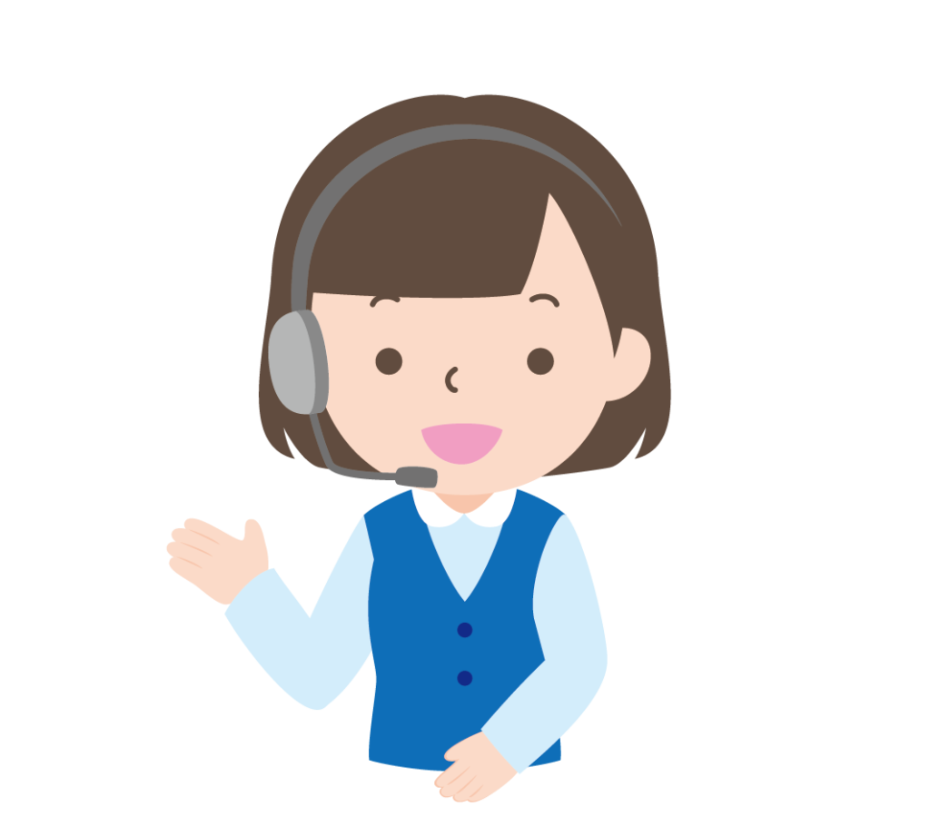 案内するテレフォンオペレーターの女性のイラスト