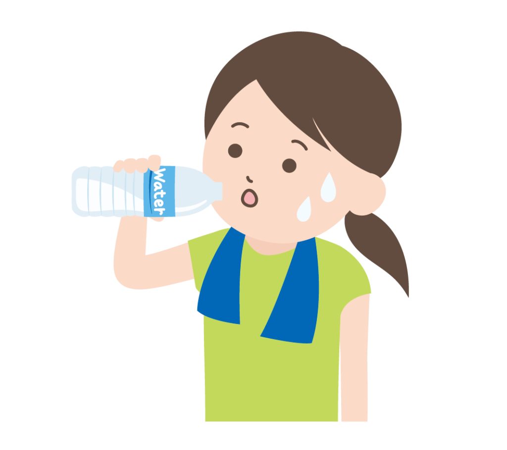 水（ミネラルウォーター）を飲む人のイラスト