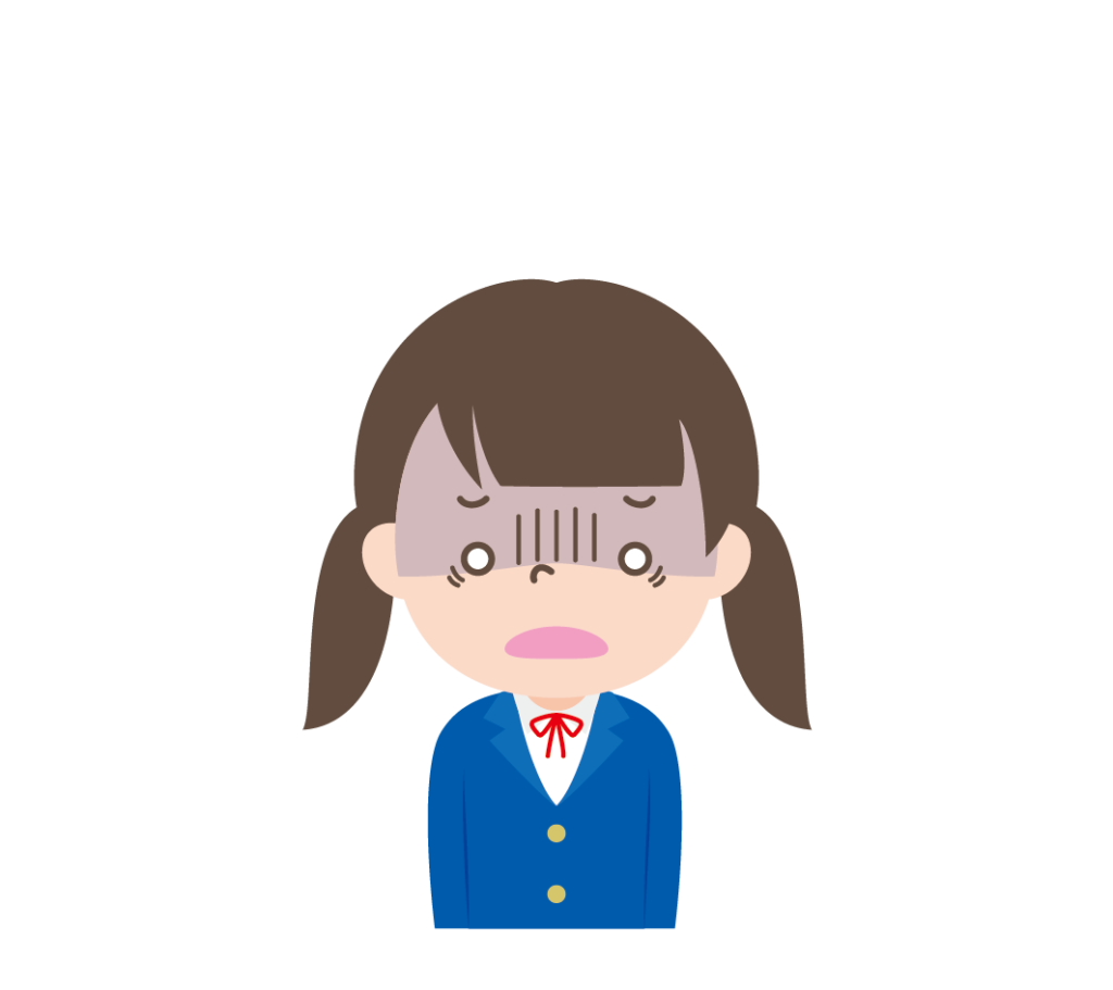 ショックを受けている学生服姿の女の子のイラスト