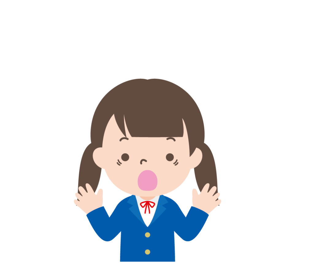 驚いている学生服姿の女の子のイラスト