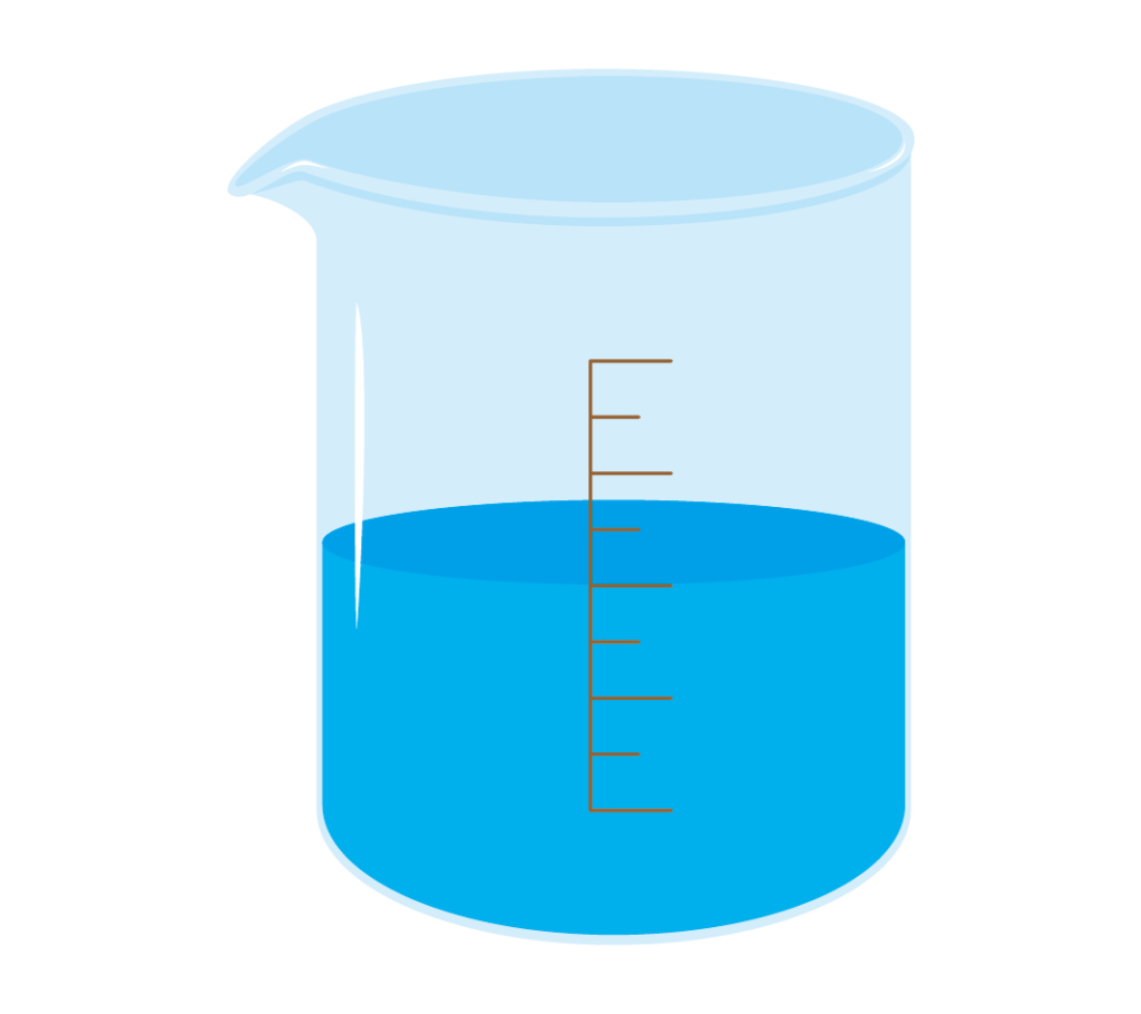 ビーカー(中身あり)のイラスト