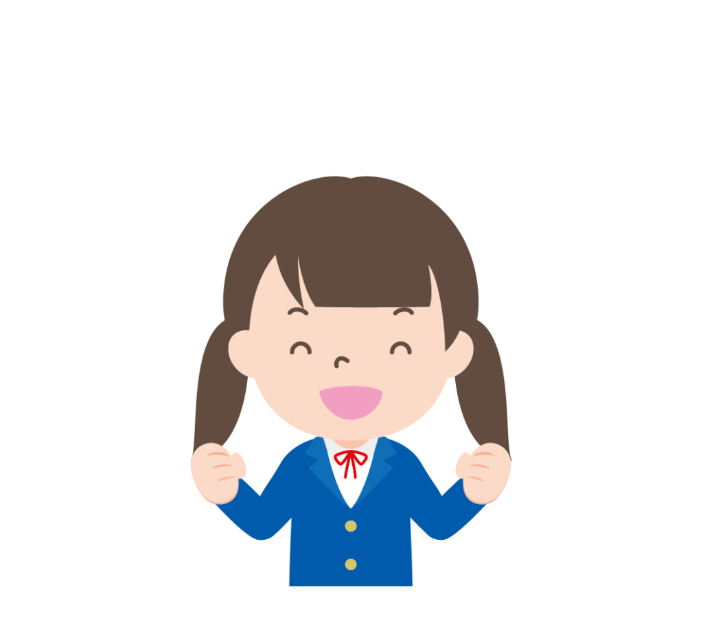 やる気に溢れた学生服姿の女の子のイラスト