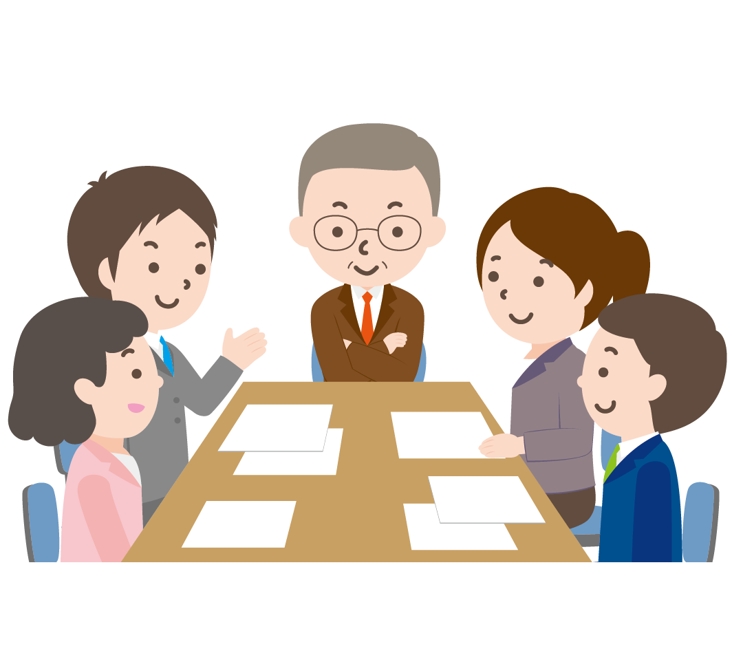 会議をする会社員たちのイラスト 高品質の無料イラスト素材集のイラサポフリー