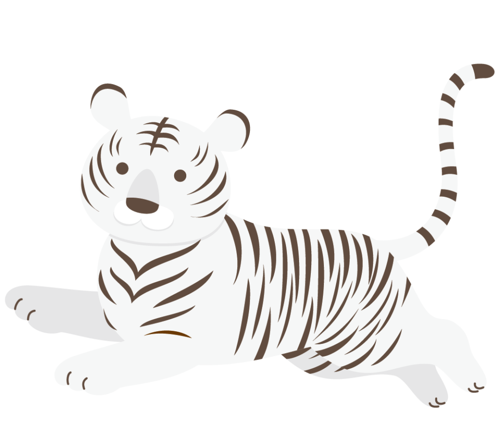 ジャンプする白い虎のイラストです