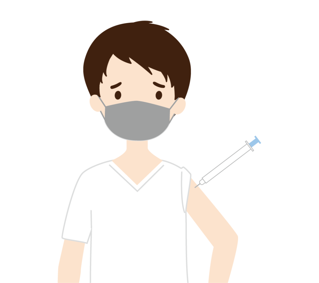 注射されている男性のイラスト