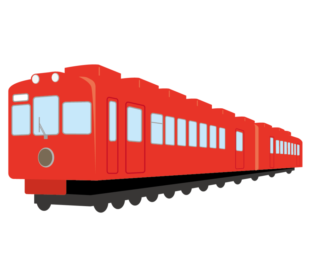 赤色の電車のイラスト