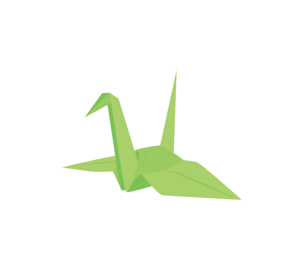 緑色の折り鶴のイラスト