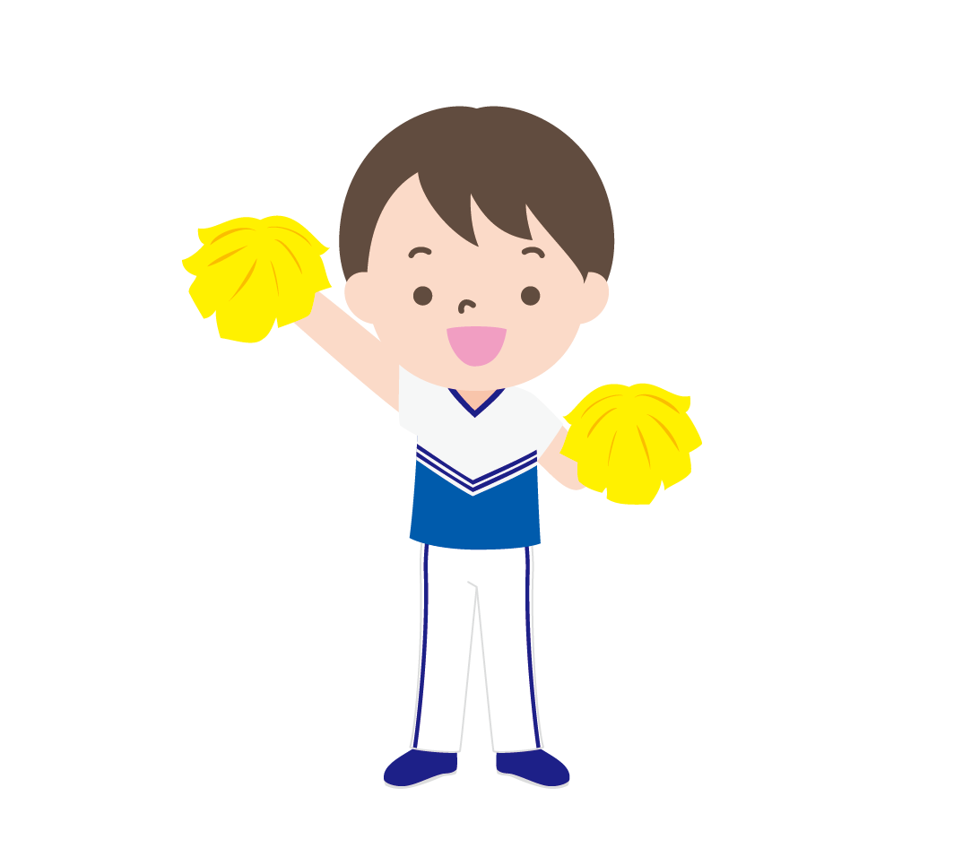 青いユニフォームのチアリーダーの男の子のイラスト2 高品質の無料イラスト素材集のイラサポフリー