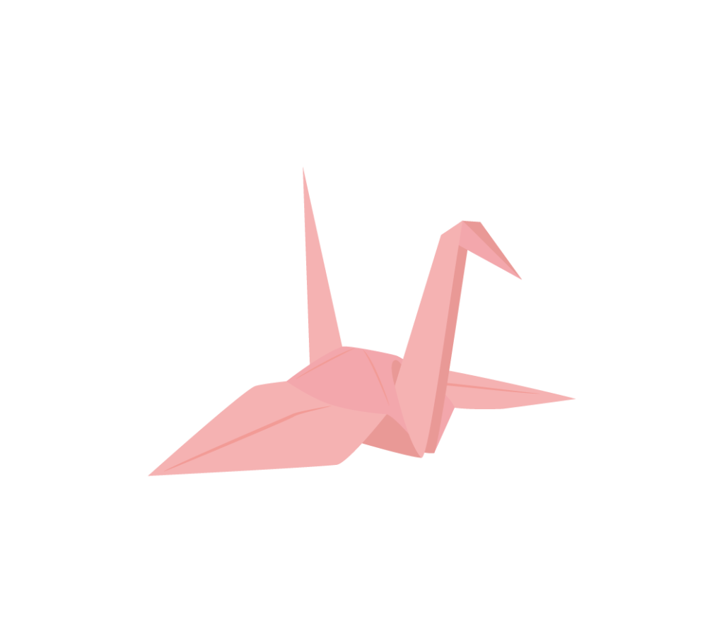 ピンク色の折り鶴のイラスト