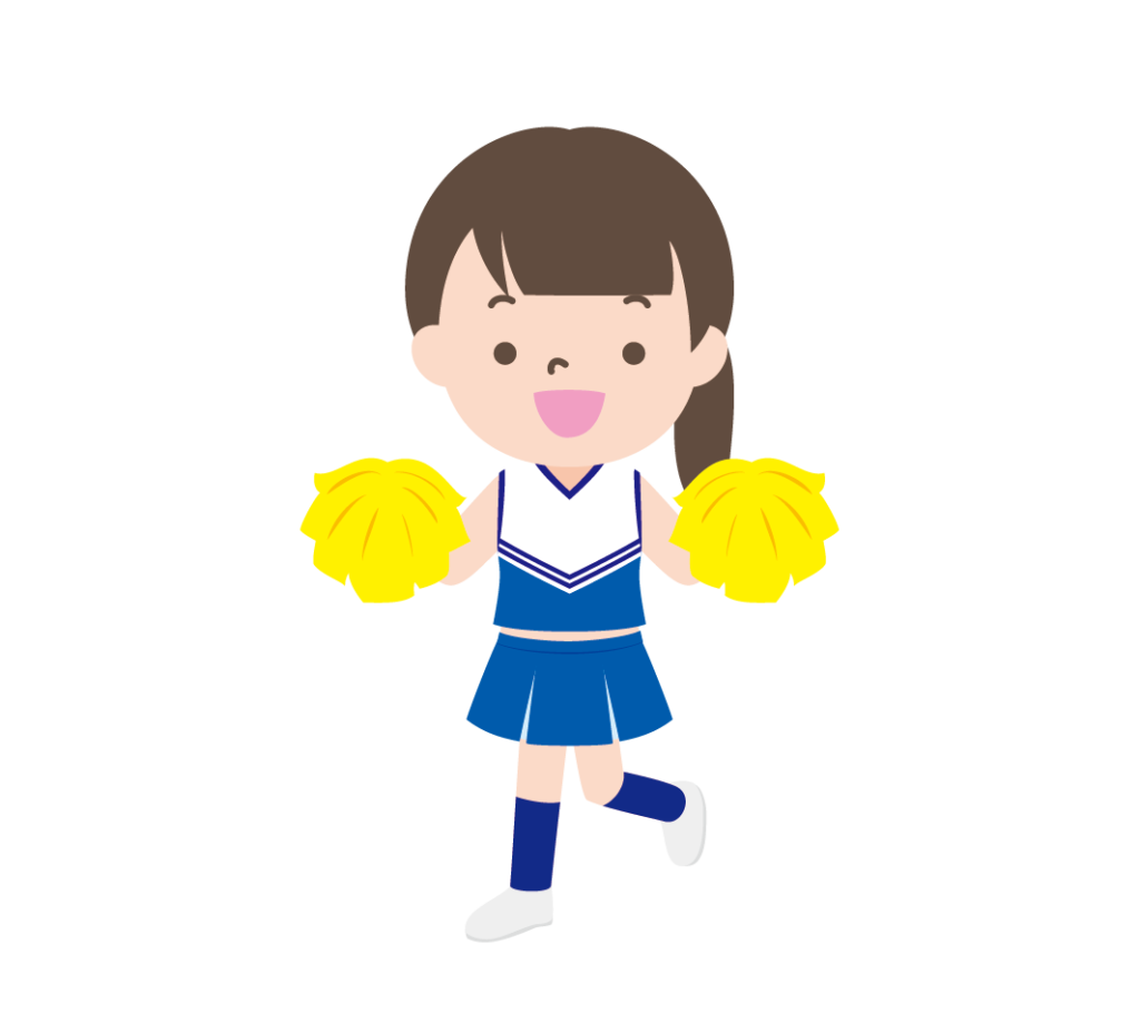 青いユニフォームのチアリーダーの女の子のイラスト