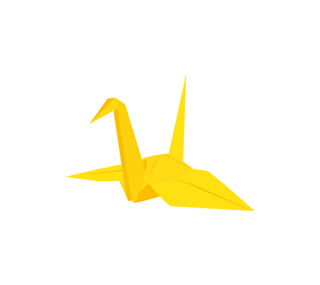 黄色の折り鶴のイラスト