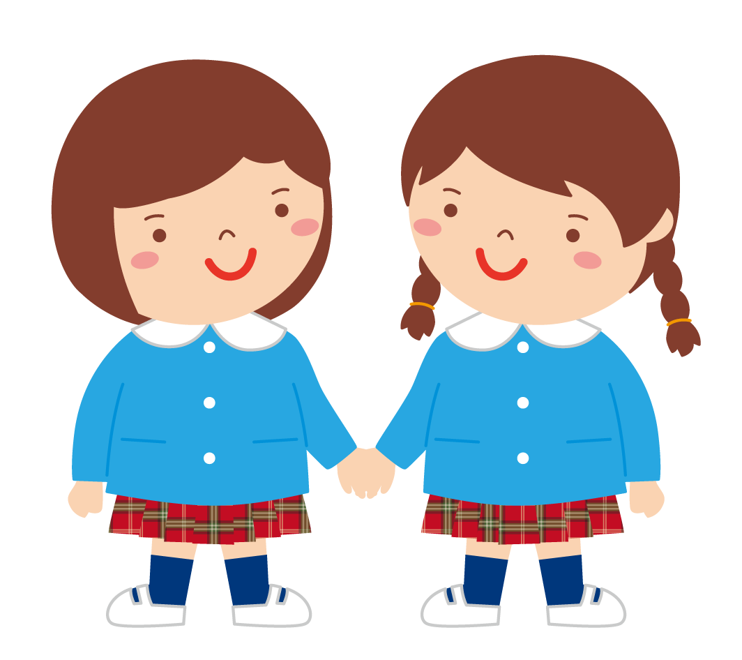 スモックを着た二人の女の子の園児のイラスト 高品質の無料イラスト素材集のイラサポフリー