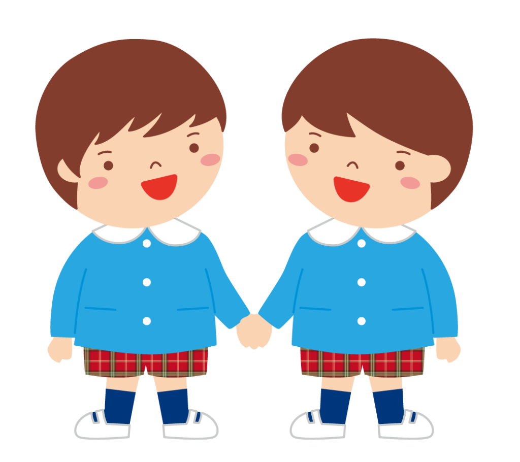 スモックを着た二人の男の子の園児のイラスト