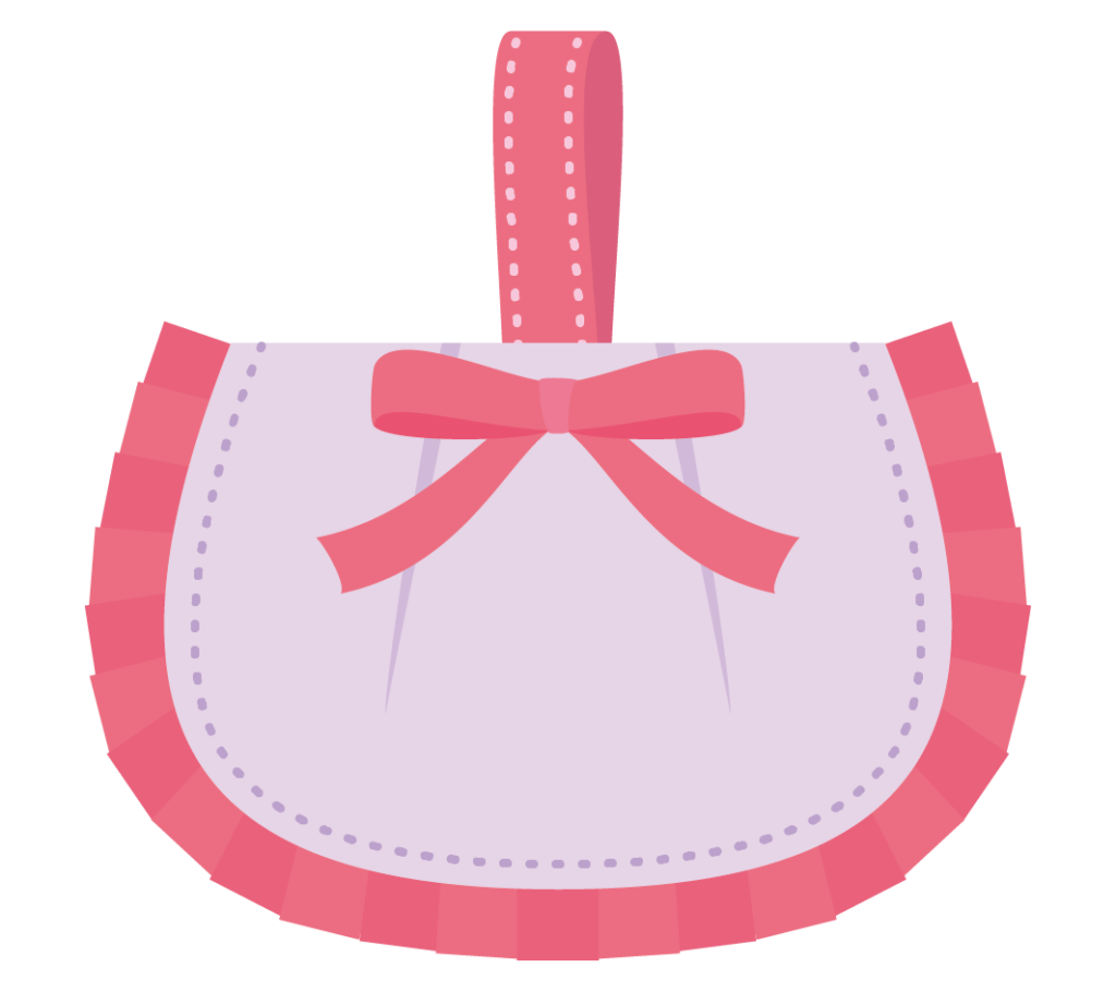 七夕飾りのピンク色の巾着のイラスト