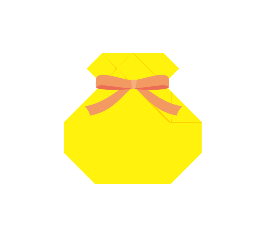 七夕飾りの折り紙の黄色の巾着のイラスト