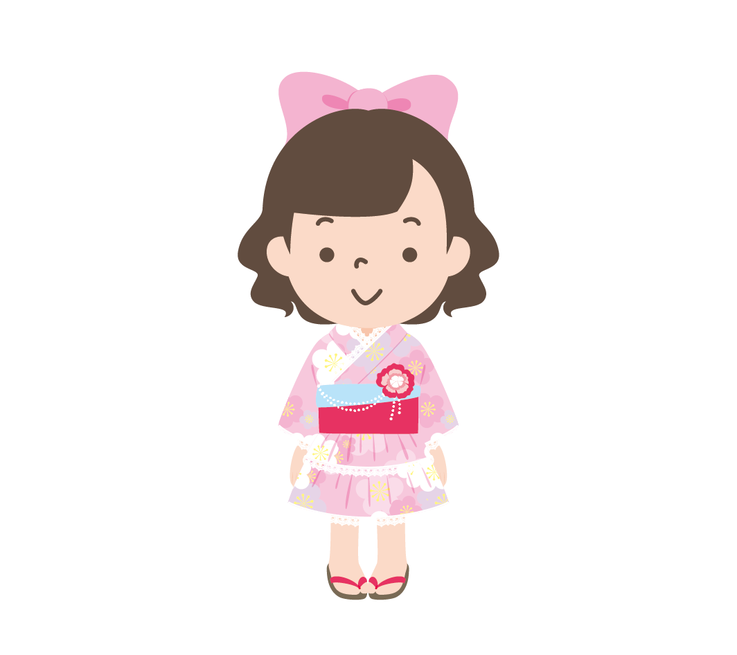 ピンク色の浴衣ドレスを着た女の子のイラスト 高品質の無料イラスト素材集のイラサポフリー