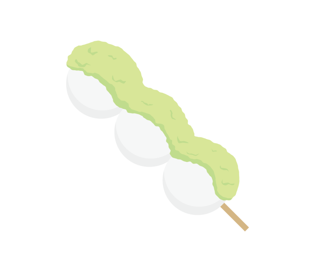 ずんだ餡の乗った串団子のイラスト