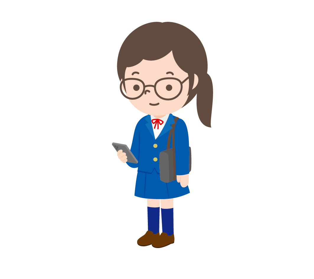 スマホで勉強する学生の女の子のイラスト 高品質の無料イラスト素材集のイラサポフリー